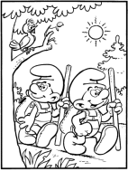 A coloring page of the smurfs